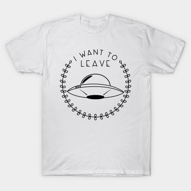 I Want to Leave (in Black) T-Shirt by Kimberly Sterling